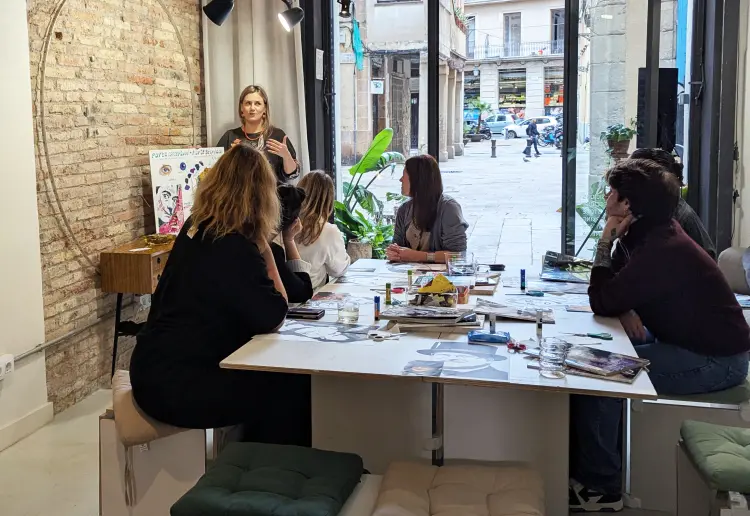 large windowed street level showroom with vintage vibe in barcelona city center