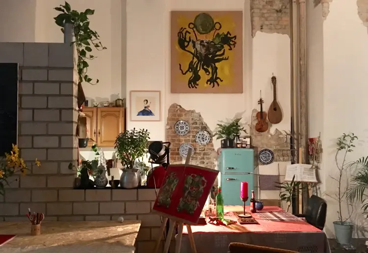 Colorful art studio