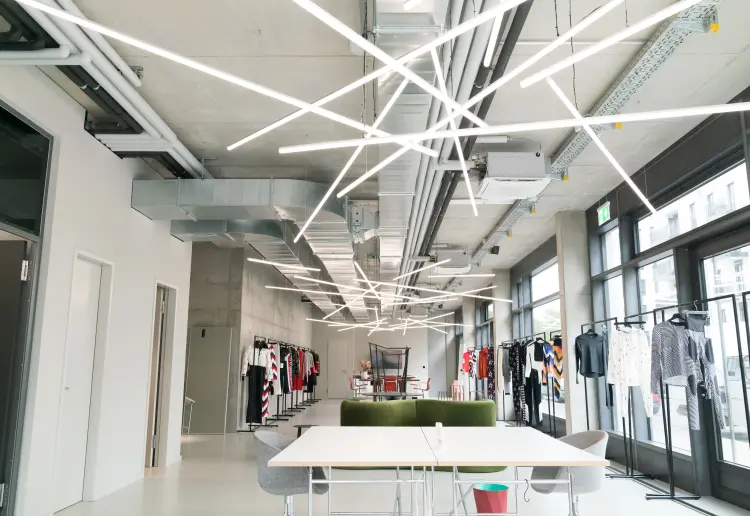 Showroom with amazing light installation