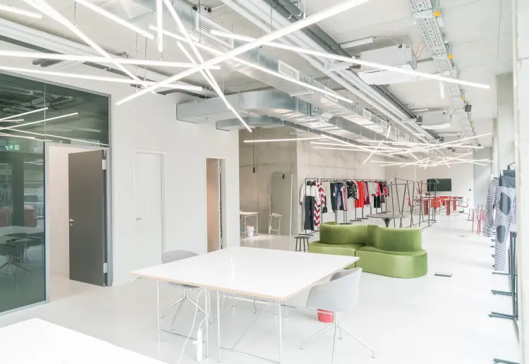 Showroom with amazing light installation