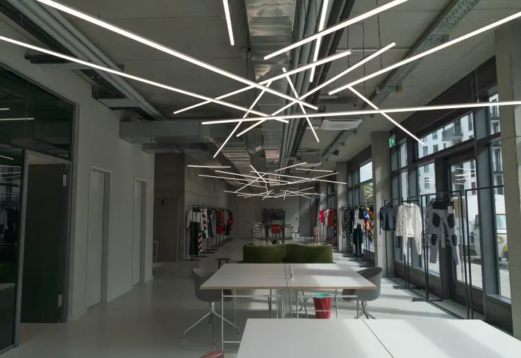 Showroom with amazing light installation