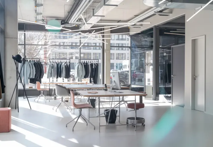 Showroom with amazing light installation