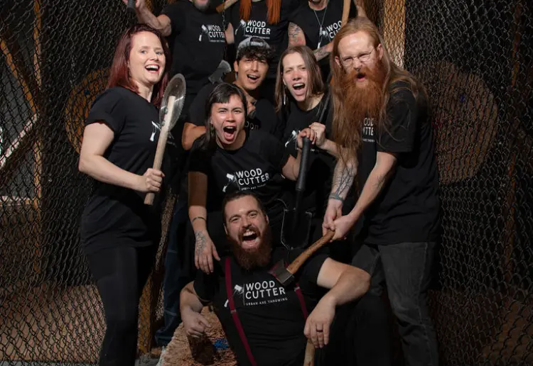 Unique forest-themed axe-throwing venue in Berlin-Mitte.