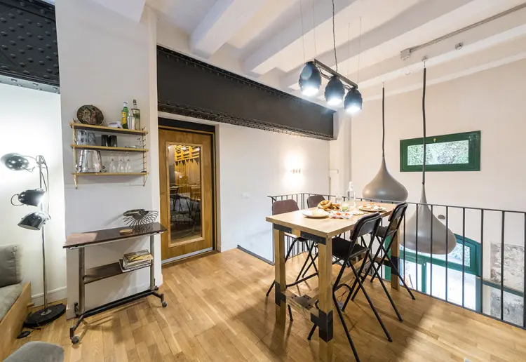 large windowed street level showroom with vintage vibe in barcelona city center