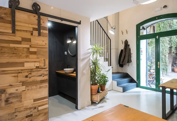 large windowed street level showroom with vintage vibe in barcelona city center