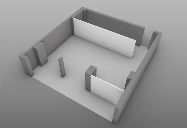 Modern brutalist space