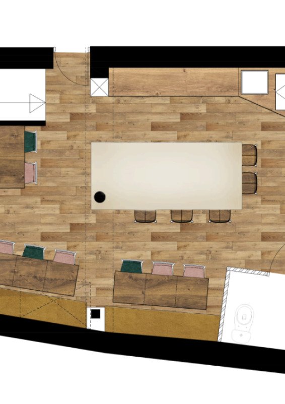 Cosy home feeling room with professional kitchen