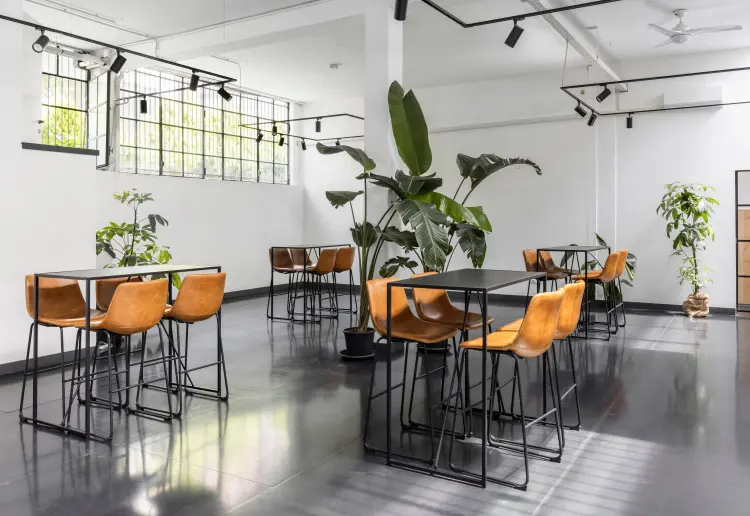 Industrial-style showroom in the Prada Foundation area