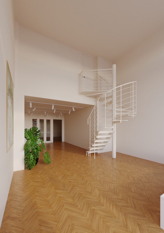 Studio Glück offers 50 square metres of space with a 5 metre storefront window.