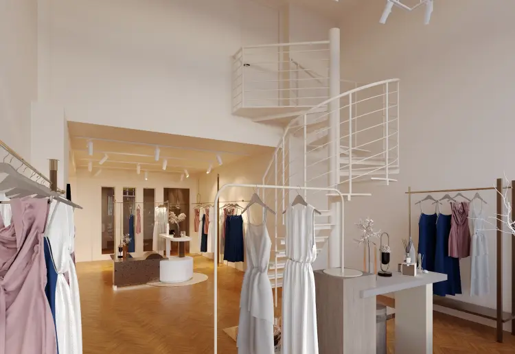 Das Studio Glück hat 50 QM mit 5 Meter Schaufensterfront