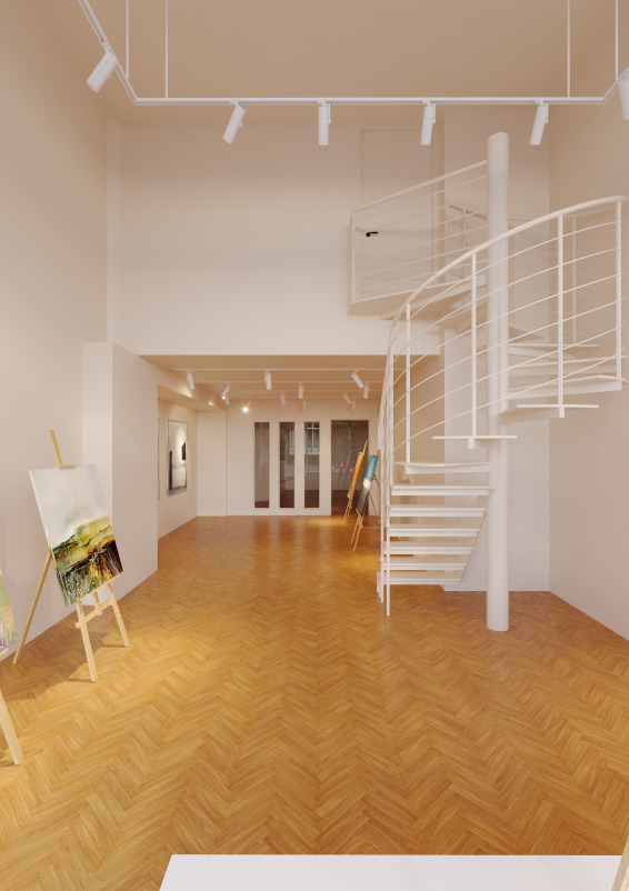 Studio Glück offers 50 square metres of space with a 5 metre storefront window.