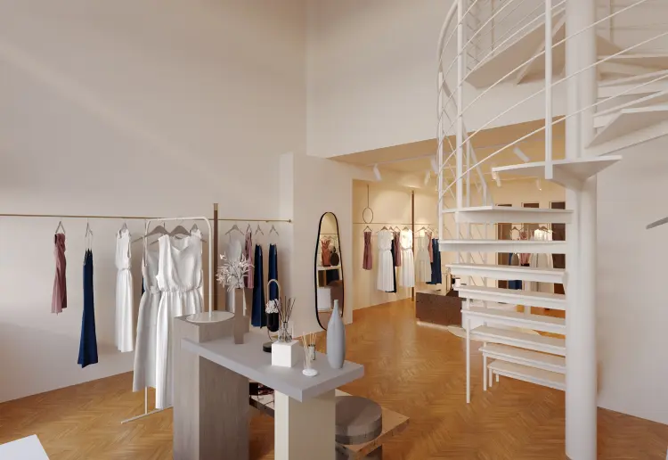 Das Studio Glück hat 50 QM mit 5 Meter Schaufensterfront