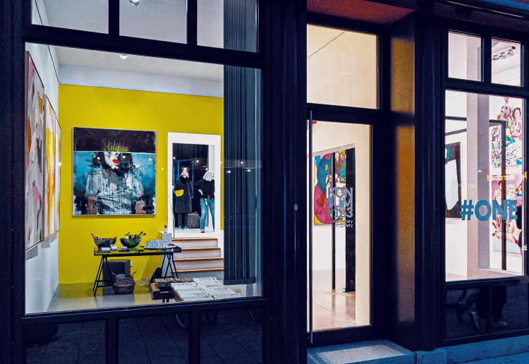 Beautiful gallery space with high walls