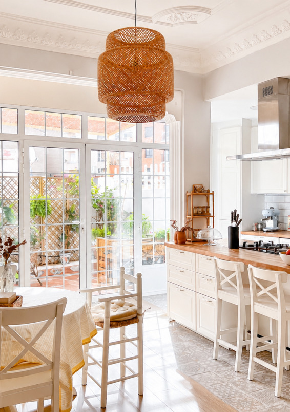 Cocina luminosa con terraza en centro de Valencia